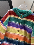 color stripes retro contrast brushed cardigan HZ1024