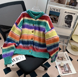 color stripes retro contrast brushed cardigan HZ1024