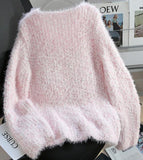 3D Flower Faux Mink Sweater HZ1024