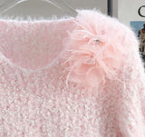 3D Flower Faux Mink Sweater HZ1024