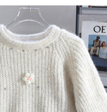 diamond-studded 3D flower pullover sweater HZ1024