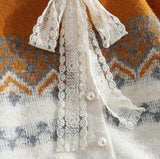 Isle Vintage Contrast Cardigan Sweater HZ1024