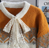 Isle Vintage Contrast Cardigan Sweater HZ1024