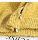 Yellow Double Zipper Lapel Cardigan Sweater HZ1024