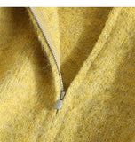 Yellow Double Zipper Lapel Cardigan Sweater HZ1024