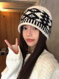 diamond plaid warm wool hat HZ1024