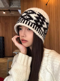 diamond plaid warm wool hat HZ1024