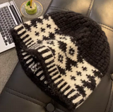 diamond plaid warm wool hat HZ1024