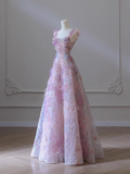A-line Tulle Sequined Long Prom Dress,Purple Evening Dress HZ1024