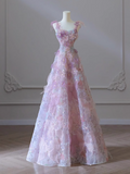 A-line Tulle Sequined Long Prom Dress,Purple Evening Dress HZ1024
