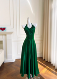 A-line V-neck Satin Short Formal Dress, Green Homecoming Dress HZ1024