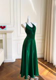 A-line V-neck Satin Short Formal Dress, Green Homecoming Dress HZ1024