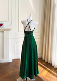 A-line V-neck Satin Short Formal Dress, Green Homecoming Dress HZ1024
