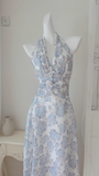 halterneck floral print dress HZ1024