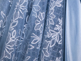 A-line Off-shoulder Tulle Satin Long Prom Dress, Blue Evening Dress HZ1024