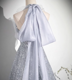 V-neck mesh sequin long prom dress, evening dress HZ1024