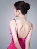 red satin backless suspender dress HZ1024
