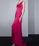 red satin backless suspender dress HZ1024