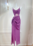 retro lace seaside holiday purple dress HZ1024