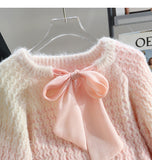 Lace-up Gradient Color Age-Reducing Knitted Sweater HZ1024