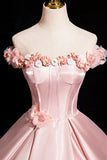 A-Line Off Shoulder Satin Long Prom Dress, Beautiful A-Line Off the Shoulder Party Dress HZ1024