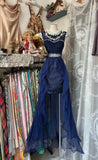 Crew Neck Tulle Mermaid Lace Applique Open Back Party Dresses HZ1024
