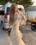 Tea Break Ruffle Chiffon Floral Sling Dress HZ1024