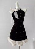 A-line beaded Halter Short Prom Dress,Homecoming Dress HZ1024