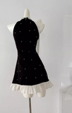 A-line beaded Halter Short Prom Dress,Homecoming Dress HZ1024