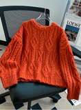 Retro Twisted Round Neck Pullover Sweater for Women HZ1024