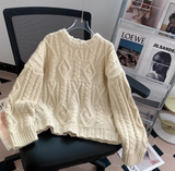 Retro Twisted Round Neck Pullover Sweater for Women HZ1024