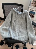 Loose Hooded Pullover Grey Sweater 2025 New Style Knitwear HZ1024