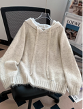Loose Hooded Pullover Grey Sweater 2025 New Style Knitwear HZ1024