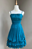 Spaghetti Strap A-Line Chiffon Short Prom Dresses, Blue Homecoming Dresses HZ1024