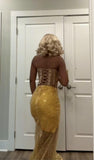 Spaghetti Strap Sheath Tulle Long Prom Dresses, Gold Formal Evening Dresses HZ1024