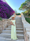 Off-the-shoulder Sheath Chiffon Long Prom Dresses, Yellow Formal Evening Dresses HZ1024