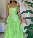 Spaghetti Strap Ball Gown Chiffon Taffeta Long Prom Dresses, Green Formal Evening Dresses HZ1024