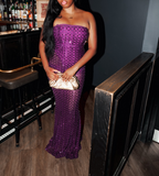 Strapless Sheath Chiffon Long Prom Dresses, Purple Formal Evening Dresses HZ1024