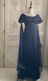Beateau Empire Dress Chiffon Long Prom Dresses, Navy Blue Formal Evening Dresses HZ1024