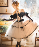 Off-the-shoulder Ball Gown Tulle Short Birthday Dresses White Sweet Lolita Dresses HZ1024