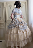 Jewel Ball Gown Lace Chiffon Short Birthday Dresses Blue Sweet Two-Piece Lolita Dresses HZ1024
