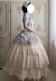 Jewel Ball Gown Lace Chiffon Short Birthday Dresses Blue Sweet Two-Piece Lolita Dresses HZ1024
