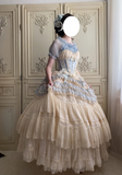 Jewel Ball Gown Lace Chiffon Short Birthday Dresses Blue Sweet Two-Piece Lolita Dresses HZ1024