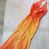 Halter Mermaid Chiffon Prom Dresses, Gradient Orange Formal Evening Dresses HZ1024