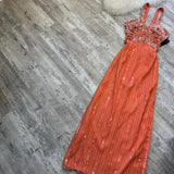 Spaghetti Straps Sheath Beaded Chiffon Prom Dresses, Orange Formal Evening Dresses HZ1024