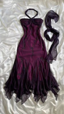 Halter Mermaid Long Prom Dresses Chiffon Beaded Dark Green Long Formal Dresses HZ1024