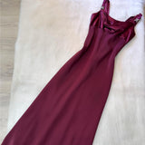 Strap Sheath Long Prom Dresses Vintage Chiffon Grape Formal Dresses Wedding Guest Dresses HZ1024