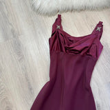 Strap Sheath Long Prom Dresses Vintage Chiffon Grape Formal Dresses Wedding Guest Dresses HZ1024