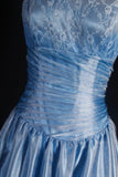 Spaghetti Strap A-Line Long Prom Dresses Lace Satin Gray Blue Formal Dresses HZ1024
