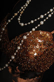 Spaghetti Strap A-Line Short Prom Dresses Satin Brown Formal Dresses Sequin Homecoming Dresses HZ1024